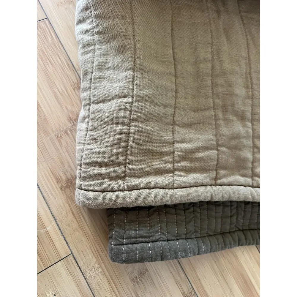 Calvin Klein Queen The Khaki Collection Quilted Heavy Weight Cotton Blanket